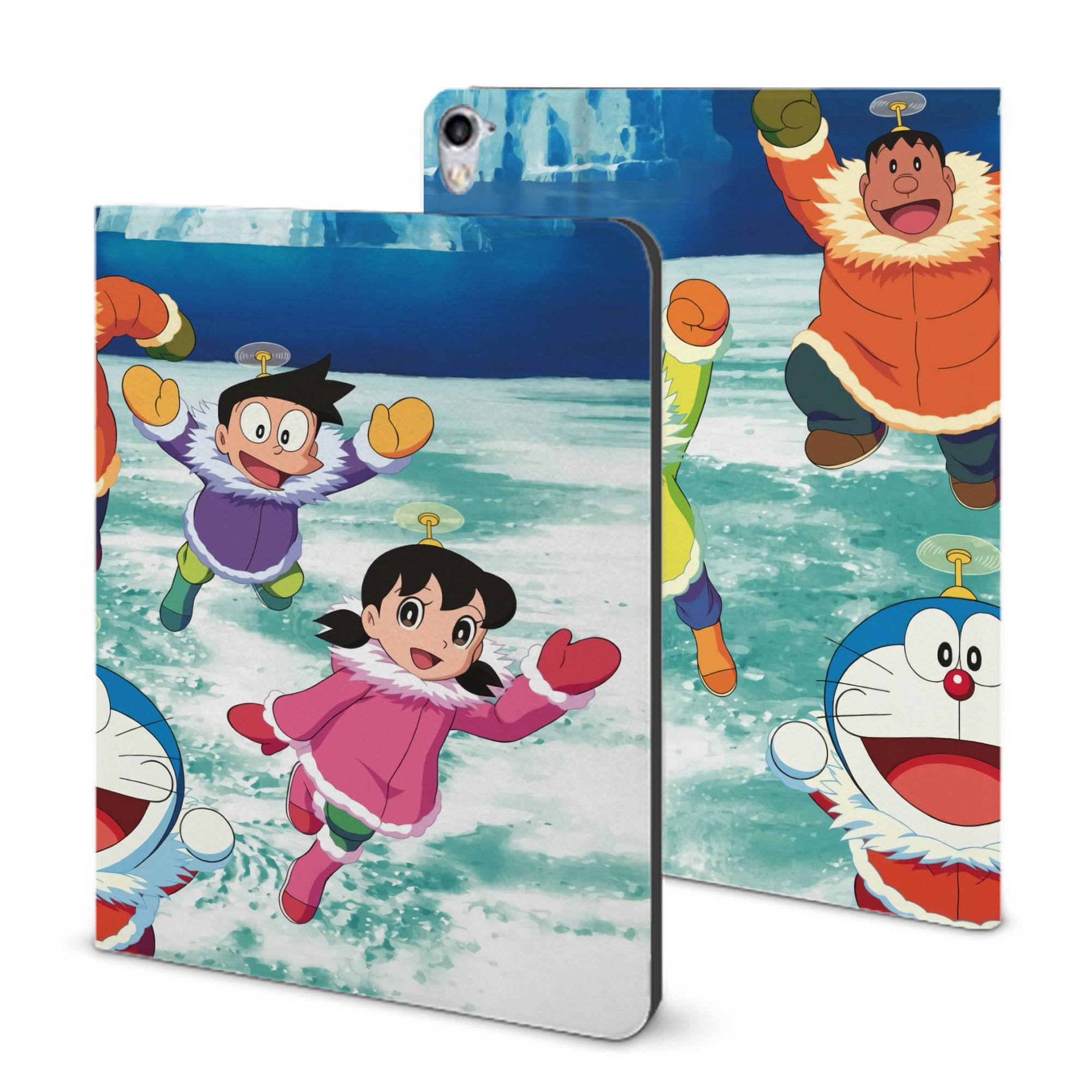 （画像用） ドラえもん Doraemon IPad ケース ブック型 PUレザー TPU 耐衝撃 軽量 薄型 ペン収納なし 全面保護 IPad 各モデル対応